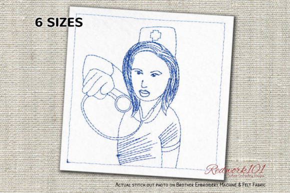 Angry Nurse with Stethoscope Redwork Review for Etsy Sellers