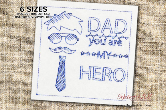 Dad You Are My Hero Redwork Design Review for Business Use