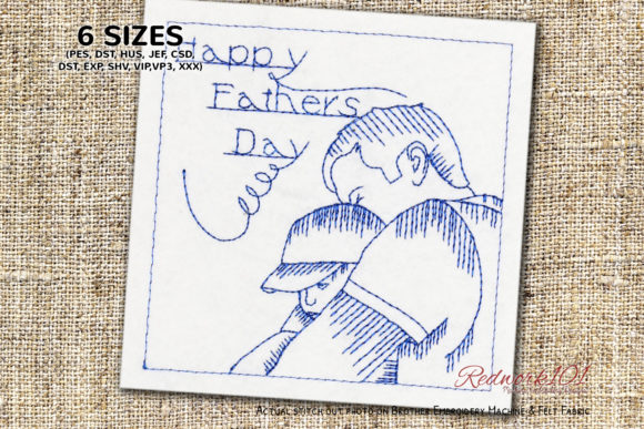 Father Holding Son Bluework for Apparel Projects