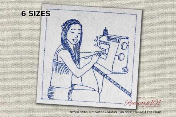 Female Doing Redwork: A Bold Embroidery Design for Craft Fairs