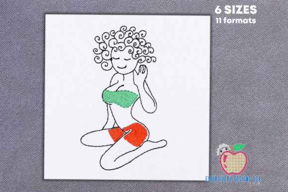 Hot Girl Sitting on Beach Sketch Embroidery Design Review