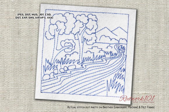 River Scene Embroidery for Seasonal Creations