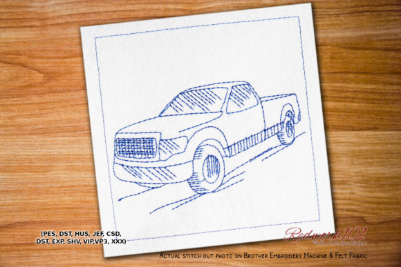 Truck Side View Redwork for Seasonal Embroidery Projects